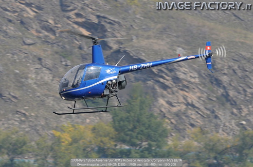 2008-09-27 Base Aerienne Sion 0312 Robinson Helicopter Company - R22 BETA